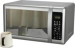 Emerson MW7601SL Countertop Microwave Oven with Sleek Mirrored Finish Glass Door, 700W, 10 Power Levels and 6 Pre-Programmed Settings with Child Safe Lock, 0.7. Cu. Ft., Silver - Image 3