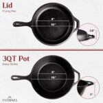 Cuisinel Cast Iron Skillet + Lid - 2-In-1 Multi Cooker - Deep Pot + Frying Pan - 3-Qt Dutch Oven - Pre-Seasoned Oven Cookware - Works for Bread, Indoor/Outdoor, Grill, Stovetop and Induction - Image 4