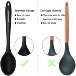 Silicone Cooking Spoon, Nonstick Kitchen Spoons for Cooking, Slotted and Solid Serving Spoon Heat Resistant, Silicone Mixing Spoons Basting for Nonstick Cookware 4 Pack - Image 4