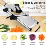 Mandoline Slicer for Kitchen, Adjustable mandoline food slicer， Stainless Steel vegetable slicer with Cut-Resistant Gloves - Image 4