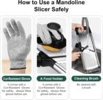 Mandoline Slicer for Kitchen, Adjustable mandoline food slicer， Stainless Steel vegetable slicer with Cut-Resistant Gloves - Image 5
