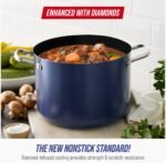 Blue Diamond 8QT Nonstick Stockpot with Glass Lid, PFAS-Free Ceramic, Multipurpose Cooking, Sauces & Soups, Pasta, Boiling & Canning Pot, Dishwasher & Oven Safe, Stainless Steel Handles, Navy - Image 3