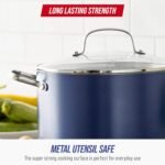 Blue Diamond 8QT Nonstick Stockpot with Glass Lid, PFAS-Free Ceramic, Multipurpose Cooking, Sauces & Soups, Pasta, Boiling & Canning Pot, Dishwasher & Oven Safe, Stainless Steel Handles, Navy - Image 6