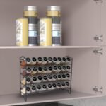 SWOMMOLY Spice Rack Organizer with 36 Empty Square Spice Jars, 396 Spice Labels with Chalk Marker and Funnel Complete Set, for Countertop, Cabinet or Wall Mount, Black - Image 3