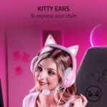 Razer Kraken Kitty V2 USB Wired Headset: Chroma RGB Kitty Ears - Stream Reactive Lighting - HyperClear Cardioid Mic - 40 mm Drivers - 7.1 Surround Sound - Comfortable Ear Cushions - Quartz Pink - Image 3