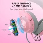 Razer Kraken Kitty V2 USB Wired Headset: Chroma RGB Kitty Ears - Stream Reactive Lighting - HyperClear Cardioid Mic - 40 mm Drivers - 7.1 Surround Sound - Comfortable Ear Cushions - Quartz Pink - Image 4