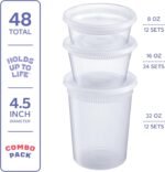 GUSTO To Go Food Containers with Lids [8 oz, 16 oz, 32 oz - 48 Count] - Deli Plastic Food Storage Containers with Lids for Meal Prep, Leftovers, and Freezer Storage - Formerly Comfy Package - Image 3