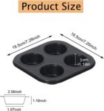 4 Cup Muffin Pan Mold, Non-stick Cupcake Baking Pan Mini Pie Pans, Carbon Steel Cake Mould Muffin Tray Standard Baking Mold Pan for Oven Baking(Black) - Image 3