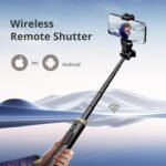 Sensyne 72" Extendable Tripod for iPhone & Selfie Stick with Detachable Phone Holder & Wireless Remote, Compatible with All Cell Phones, Black - Image 3