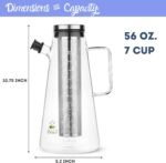 BTaT- Airtight Cold Brew Iced Coffee Maker Pitcher, 2 Liter/ 64 oz, Iced Tea Maker with Spout, Brewing Glass Carafe with Removable Stainless Steel Filter - Image 5