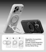 Aulumu G09 Magnetic Ring Grip | Omnidirectional Rotation | MagSafe Compatible | Aluminium Alloy Construction | Stable Dual-Sided Magnetic Attachment | Includes Handle Ring Phone Stand- Black - Image 3