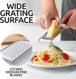 Zulay Kitchen Professional Cheese Grater Stainless Steel - Durable Rust-Proof Metal Lemon Zester Grater With Handle - Flat Handheld Grater For Cheese, Chocolate, Spices, And More - Black - Image 4