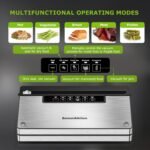 Bonsenkitchen Vacuum Sealer Machine, Stainless Steel Food Sealer Vacuum Sealers with 100 Bags & 1 Roll Bag, 5 Food Vacuum Modes, Built-in Cutter & Bag Storage, Silver-Black - Image 3