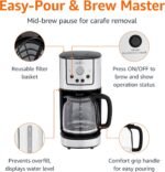 Amazon Basics Programmable Coffeemaker with Carafe and Reusable Filter, Stainless Steel, 12 Cups, Black - Image 4