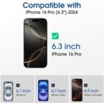 amFilm Auto-Alignment OneTouch for iPhone 16 Pro [6.3''] Screen Protector + Camera Lens Protector, Tempered Glass, 30 seconds Installation, Bubble Free, Case Friendly, Anti-Scratch [2+2 Pack] - Image 3