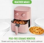 GreenLife 4.5QT Air Fryer, Mechanical Dial Controls, PFAS-Free Ceramic Nonstick Drawer, Adjustable Temp & Timer, LED Indicator, Oil-Less Cooking, Dishwasher Safe, Compact Family Size, Pink - Image 3