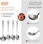 4PCS Cooking Utensils Set, Stainless Steel Kitchen Utensils Set, Durable Kitchenware Set for Cooking, Utensils Set with Slotted Serving Spoon, Spaghetti Fork, Ladle, Solid Serving Spoon - Image 3