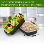 Meal Prep Containers Reusable 38oz - Food Prep Containers with Lids 50 Pack, Disposable To Go Food Containers, Leakproof, Stackable, Takeout, BPA-Free, Microwave/Freezer Safe - Image 5