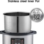 12L/12.8Qt Commercial Electric Pressure Cooker, Digital Control, 304 Stainless steel Inner Pot, Serve for 15-25 people, 1600W/120V with US PLUG, suitable to small restaurant, Canteen, Hotel - Image 3