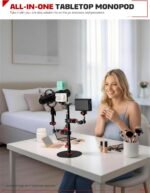 IFOOTAGE A200 Round Base Monopod, 22" Desktop Mini Tripod, Aluminum Tabletop Small Tripod, Compatible with DSLR Camera, Light, Webcam for Live Streaming, Vlogging, Payload 10KG/22LBS - Image 3