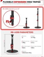 IFOOTAGE A200 Round Base Monopod, 22" Desktop Mini Tripod, Aluminum Tabletop Small Tripod, Compatible with DSLR Camera, Light, Webcam for Live Streaming, Vlogging, Payload 10KG/22LBS - Image 5