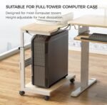 EUREKA ERGONOMIC PC Stand Computer Cart, Height Adjustable Tower Stand 2-Tier Suit for ATX Case Printer, Metal Rolling Cart on Wheels for Gaming Home Office, Maple - Image 5
