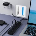 Powered USB Hub 3.0, 10-Port USB Splitter Hub with Individual On/Off Switches and 12V/2A Power Adapter USB Extension - Image 3
