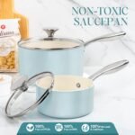 MICHELANGELO Sauce Pan with Lid, Non Stick Saucepan Set of 3-1Qt & 2Qt & 3Qt Small Pots for Cooking, Ceramic Saucepan - Non-Toxic, Scratch-Resistant, Oven Safe, Light Blue - Image 3
