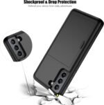 Nvollnoe for Samsung S21 Case with Card Holder 5G 6.2 inch Dual Layer Heavy Duty Protective for Galaxy S21 Case Hidden Card Slot Slim Wallet Case for Samsung S21(Black) - Image 5