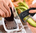 5 Pieces Kitchen Gadgets Set - Space Saving Cooking Tools Accessories Cheese Chocolate Grater, Fruit Vegetable Peeler, Bottle Opener, Pizza Cutter, Burlap Bags with Drawstring Gift Set - Image 5
