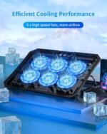 AICHESON Laptop Cooling Pad for 12-15.6 Inch, 6 Cooler Fans with Blue Lights, Laptop Cooling Stand with 2 USB Ports (Blue) - Image 3