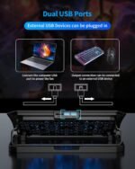 AICHESON Laptop Cooling Pad for 12-15.6 Inch, 6 Cooler Fans with Blue Lights, Laptop Cooling Stand with 2 USB Ports (Blue) - Image 5