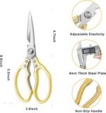 AWinjoy Kitchen Scissors, Heavy Duty Sharp Shears Dishwasher Safe, Kitchen Accessories Cooking Shears for Meat Chicken Fish Poultry Herb Bread (gold) - Image 3