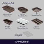 Circulon Nonstick Bakeware Set with Nonstick Bread Pan, Baking Pans, Baking Sheets, Cookie Sheets, Cake Pan and Muffin Pan / Cupcake Pan - 10 Piece, Chocolate Brown - Image 4