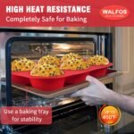 Walfos Silicone Texas Muffin Pan Set- 6 Cup Jumbo Silicone Cupcake Pan, Non-Stick, Just PoP Out! Perfect for Egg Muffin, Big Cupcake - BPA Free and Dishwasher Safe, Set of 2 - Image 5