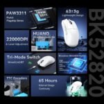 ATTACK SHARK X11SE Lightweight Wireless Gaming Mouse, 59g Tri-Mode BT/2.4G Wireless/Wired Gaming Mouse, PixArt PAW3311 Gaming Sensor, 22000 DPI, Office Mice for PC/Xbox/Win/Mac (White) - Image 3