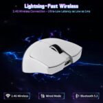 ATTACK SHARK X11SE Lightweight Wireless Gaming Mouse, 59g Tri-Mode BT/2.4G Wireless/Wired Gaming Mouse, PixArt PAW3311 Gaming Sensor, 22000 DPI, Office Mice for PC/Xbox/Win/Mac (White) - Image 4