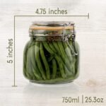 Hovico 25 oz Glass Jars With Airtight Lids And Leak Proof Rubber Gasket,Wide Mouth Mason Jars With Hinged Lids For Kitchen Canisters 750ml, Glass Storage Containers - Image 3