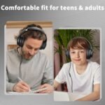 Headphones Wired with Microphone, Over Ear Foldable 3.5mm Plug in Headphones with 4.9ft Tangle-Free Nylon Cord for Tablet, Laptop, MP3/4, School, Airplane Travel (Black) - Image 3