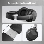 Headphones Wired with Microphone, Over Ear Foldable 3.5mm Plug in Headphones with 4.9ft Tangle-Free Nylon Cord for Tablet, Laptop, MP3/4, School, Airplane Travel (Black) - Image 4