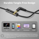 Headphones Wired with Microphone, Over Ear Foldable 3.5mm Plug in Headphones with 4.9ft Tangle-Free Nylon Cord for Tablet, Laptop, MP3/4, School, Airplane Travel (Black) - Image 5