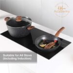 Kitchen Academy Induction Cookware Sets - 12 Piece Cooking Pan Set, Granite Black Nonstick Pots and Pans Set - Image 4