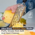 Deiss PRO Coarse Grater & Hand Held Cheese Grater - Sharp Stainless Steel Blades, Non-Slip Handle, Small Cheese Grater for Kitchen, Shredder, Dishwasher Safe - Image 4