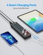 Powered USB 3.0 Hub, Wenter 11-Port Hub Splitter (7 Faster Data Transfer Ports+ 4 Smart Charging Ports) with Individual LED On/Off Switches, Power Adapter for Mac, PC - Image 4