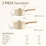 CAROTE 1.6Qt & 3.0Qt Sauce Pan Sets with Lid Ceramic Nonstick Pot Set Non Toxic Saucepan with Stay-cool Handle Small Kitchen Cooking Pots, Easy to Clean, Induction Comptable, PFOA FREE - Image 3
