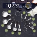 HOTEC 10-PACK Measuring Cups and Spoons Set, Kitchen Gadagets Cooking Baking,Heavy Duty & Dishwasher Safe for Dry and Liquid Ingredients,Black - Image 3