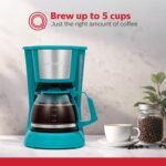 Holstein Housewares 5 Cup Drip Coffee Maker – Compact and User-Friendly with Auto Pause & Serve, Reusable Filter, Measuring Spoon & Glass Carafe, Office & Dorm Use, Teal - Image 3