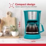 Holstein Housewares 5 Cup Drip Coffee Maker – Compact and User-Friendly with Auto Pause & Serve, Reusable Filter, Measuring Spoon & Glass Carafe, Office & Dorm Use, Teal - Image 5