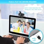 Full HD 1080P Webcam with Privacy Shutter and Tripod, Pro Streaming Web Camera with Microphone, Widescreen USB Computer Camera for Laptop Desktop Mac - Image 5