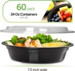 PrepNaturals Reusable Plastic Containers with Lids, 60 Pack, Black, Meal Prep Bowls, Lunch Containers, BPA, PVC and Phthalate Free, Microwave and Freezer Safe - Image 3